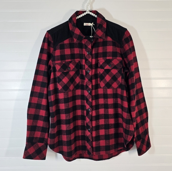 NWOT Faherty Daly Shirt Red Collins Plaid Medium Button Up - Picture 5 of 9